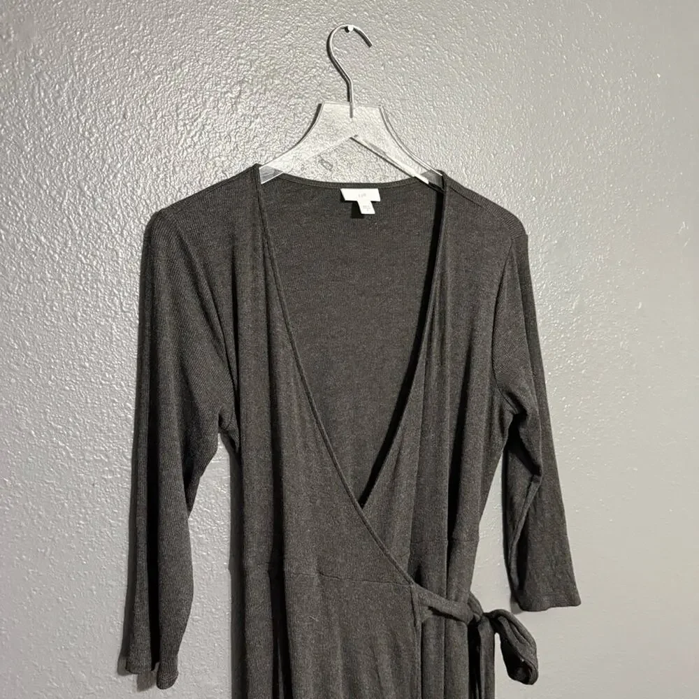 J. Jill Ribbed Wrap Midi Dress Size S